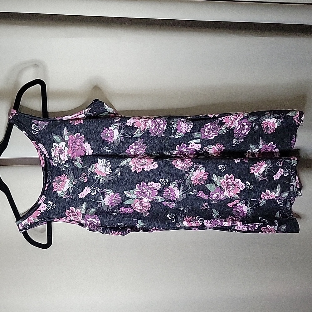 Jaclyn Intimates Sleep Tank Dress Black With All Over Floral Print